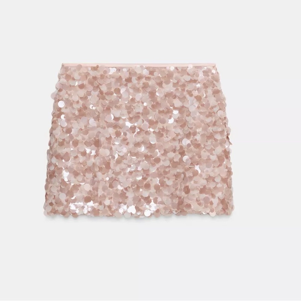 Zara sequins mini skirt, dusty pink - Picture 3 of 13